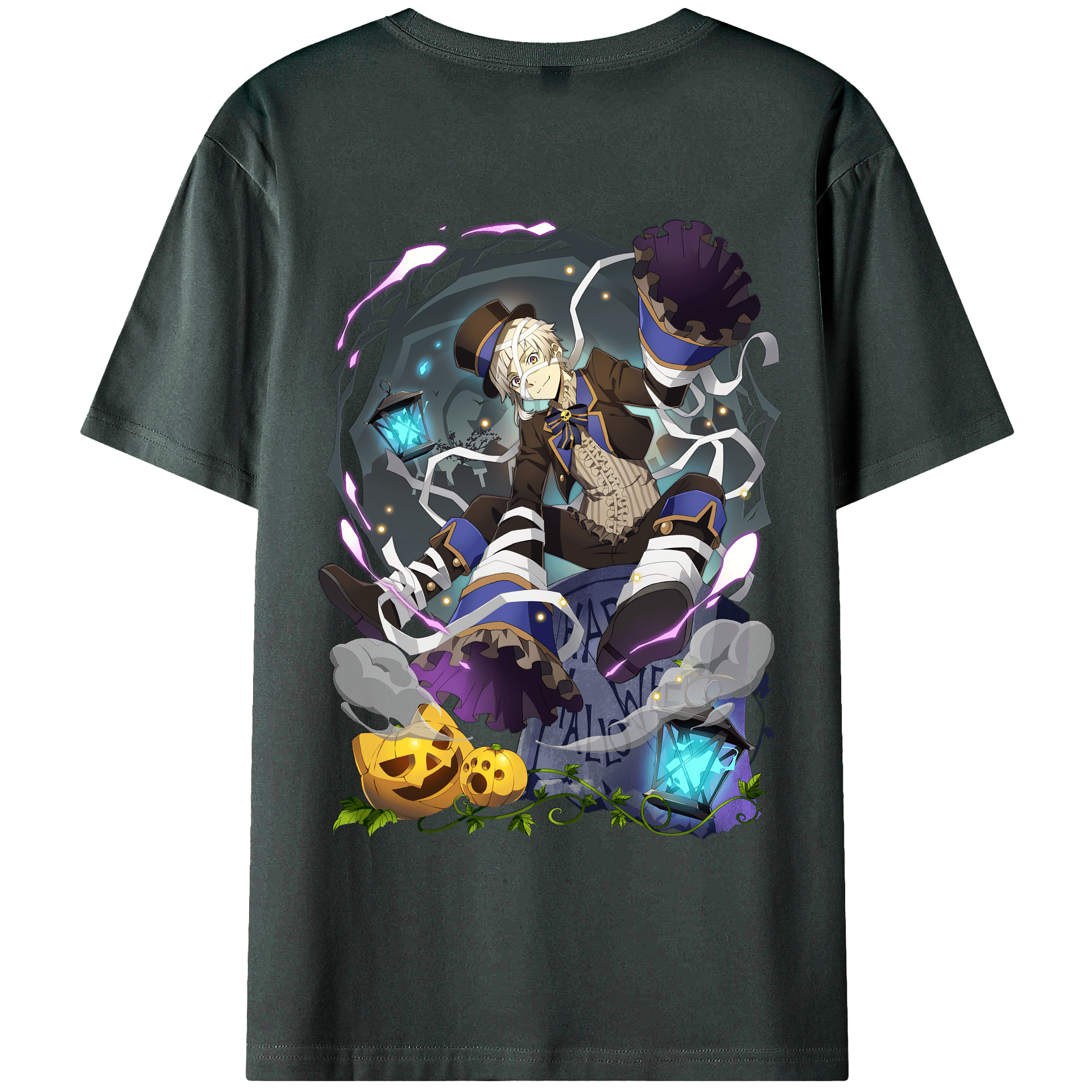 （画像用） 文豪ストレイドッグス Bungo Stray Dogs 綿100％ メンズ半袖Tシャツ（バックプリント） 通気性